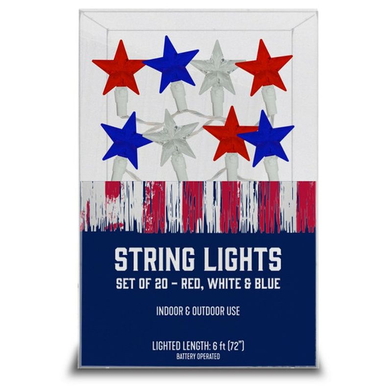 Americana Red White & Blue LED Star Lights Patriotic String Light Set