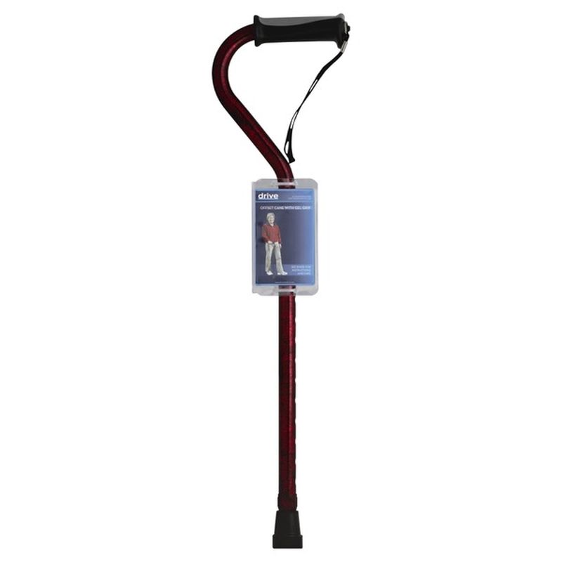 Drive Medical Adjustable Height Offset Handle Cane Red
