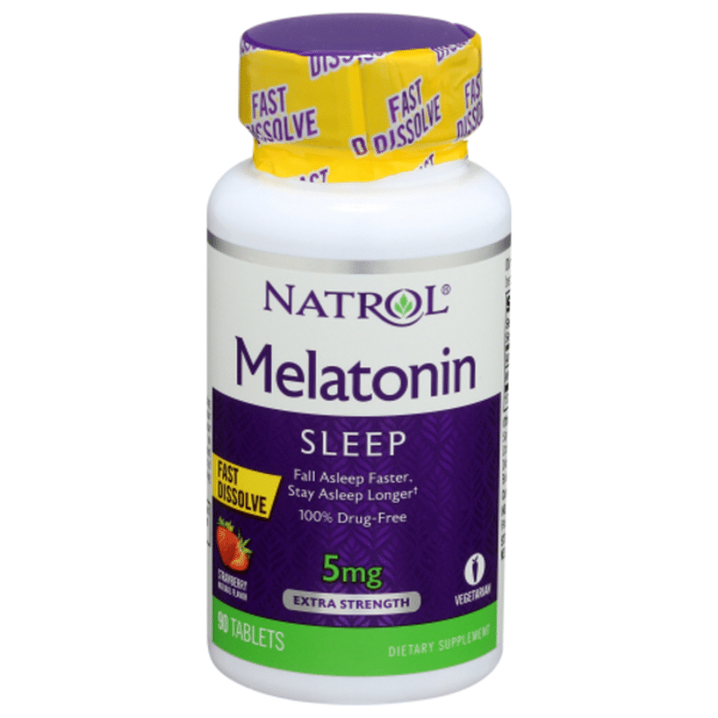 Natrol Melatonin, Sleep, Extra Strength, 5 mg, Tablets, Strawberry (90 ...