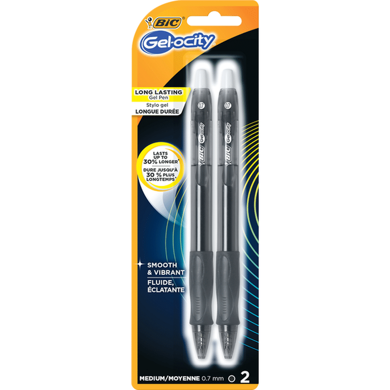 BiC Gel Pen, Long Lasting, Medium, 0.7 mm (2 each) Instacart