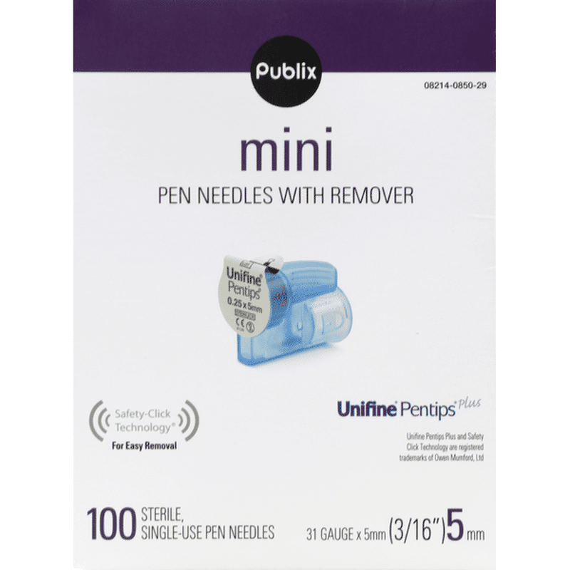 Publix Pen Needles, with Remover, Mini, 5 mm (100 each) Instacart