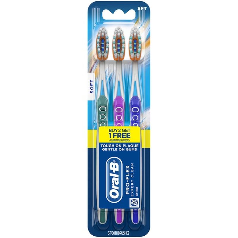 OralB Manual ProFlex Expert Clean Manual Toothbrush, Soft (3 ct