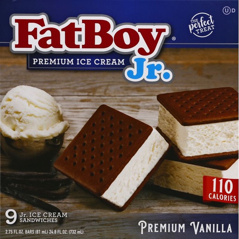 FatBoy Ice Cream Sandwiches, Premium Vanilla, Junior (9 each) Instacart
