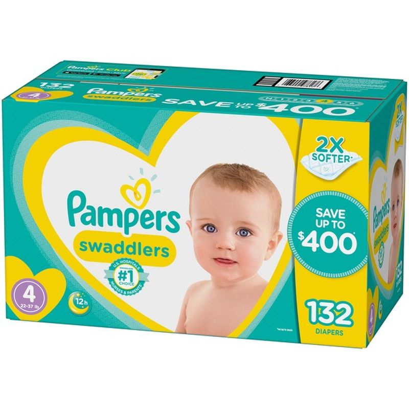 Pampers Swaddlers Diapers Size 4 132 Count (132 ct) from BJ's Wholesale ...