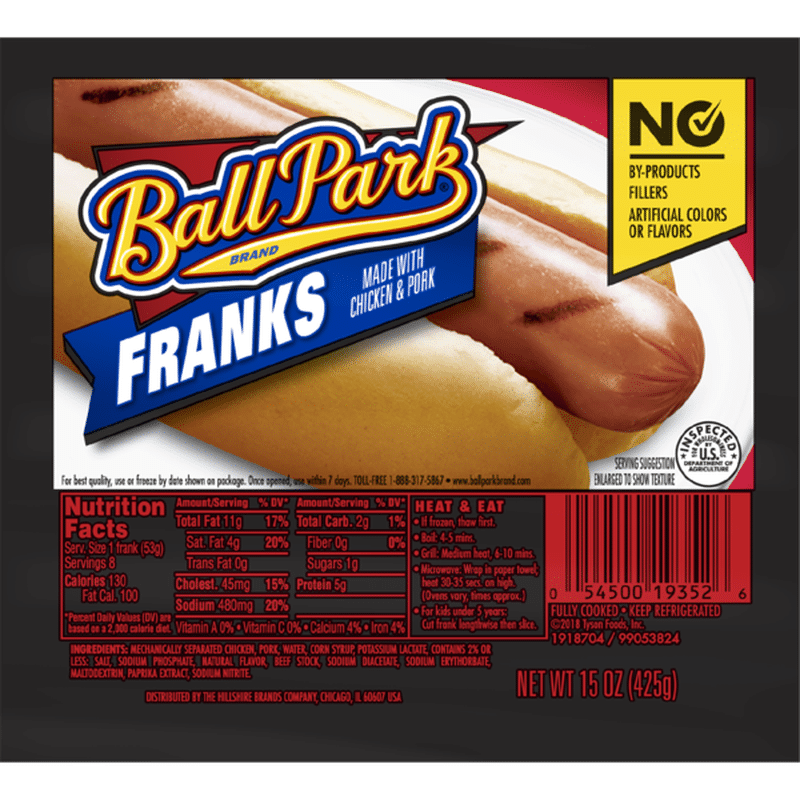 Ball Park Classic Hot Dogs Original Length 8 Count (15 oz) from