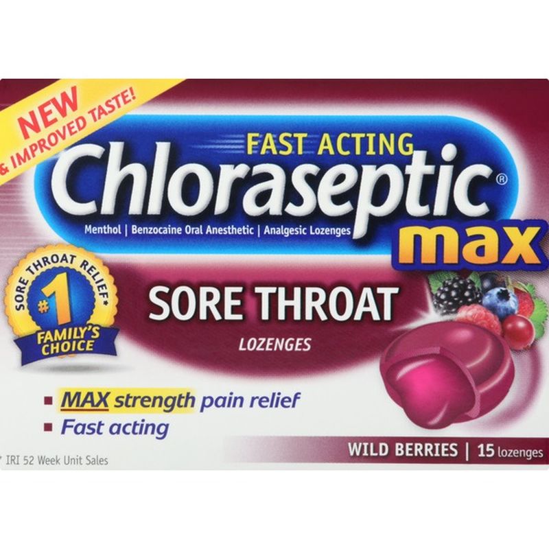 Chloraseptic Sore Throat Lozenges, Max Strength, Wild Berries (15 ct
