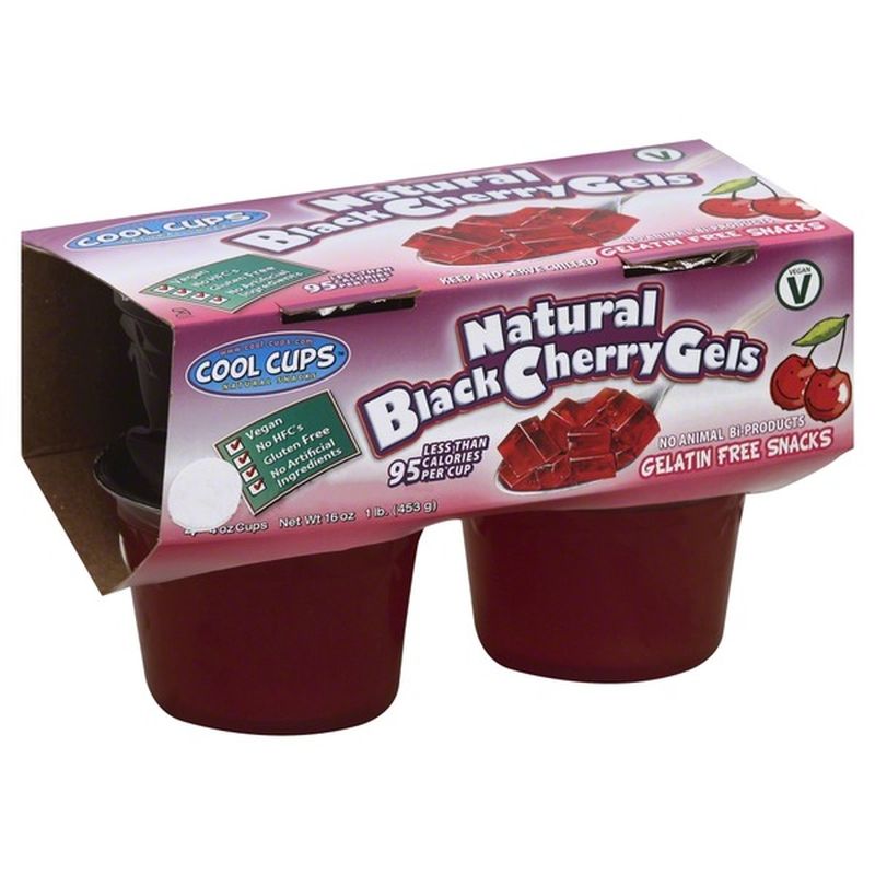 Cool Cups Gelatin Free Snacks Natural Black Cherry Gels 4 CT (4 oz