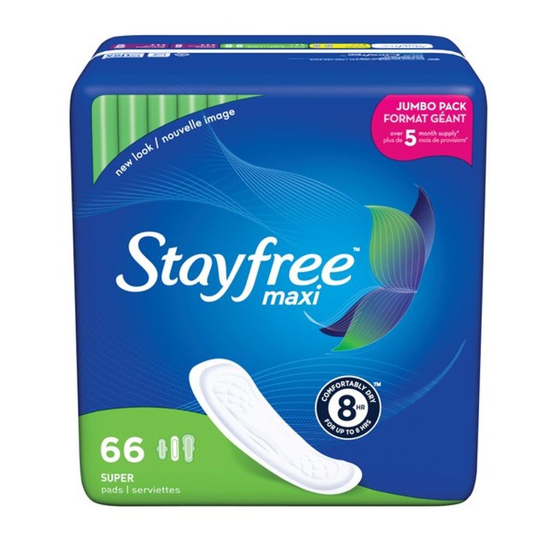 Stayfree Maxi Pads without Wings, Unscented, Super (66 ct) from Wegmans ...