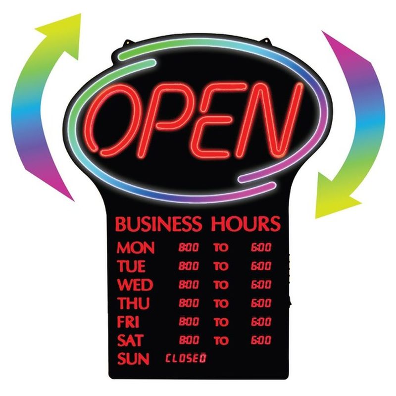 Newon English Version Led Open Sign With Digital Business Hours Each