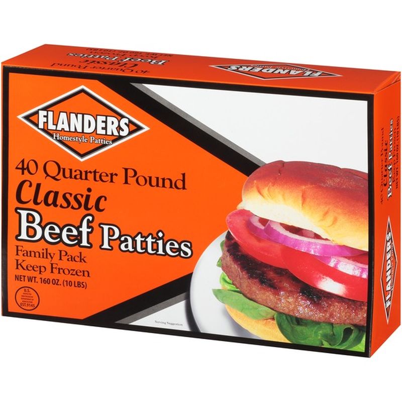 Flanders Homestyle 40 Quarter Pound Classic Beef Patties (160 oz ...