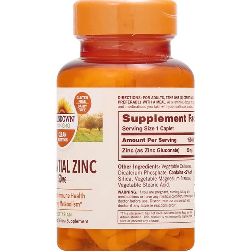 Sundown Essential Zinc, 50 mg, Caplets (100 each) Instacart