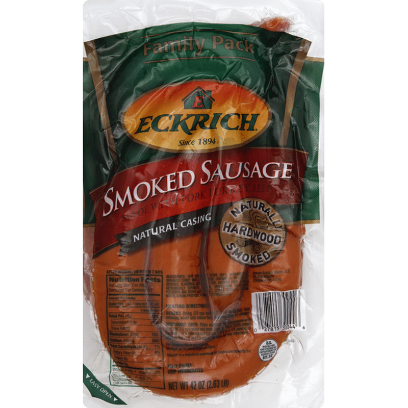 Eckrich Natural Casing Smoked Sausage, Family Pack (39 oz) Instacart