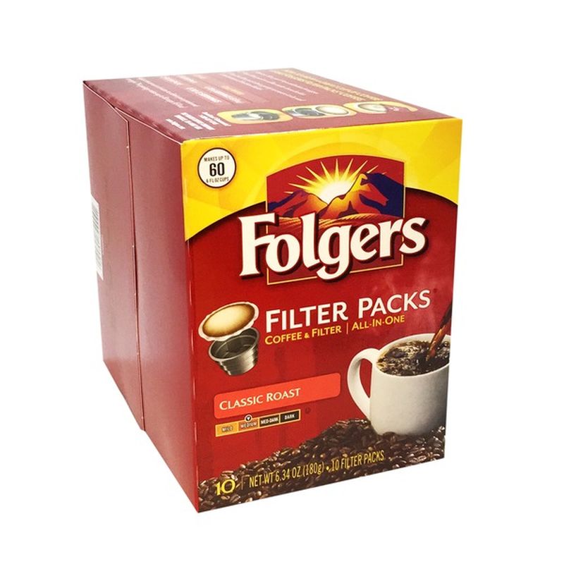 Folgers Coffee & Filter, Medium, Classic Roast, Filter Packs (10 each ...