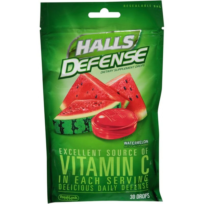 Halls Defense Watermelon Dietary Supplement Drops (30 ct) Instacart