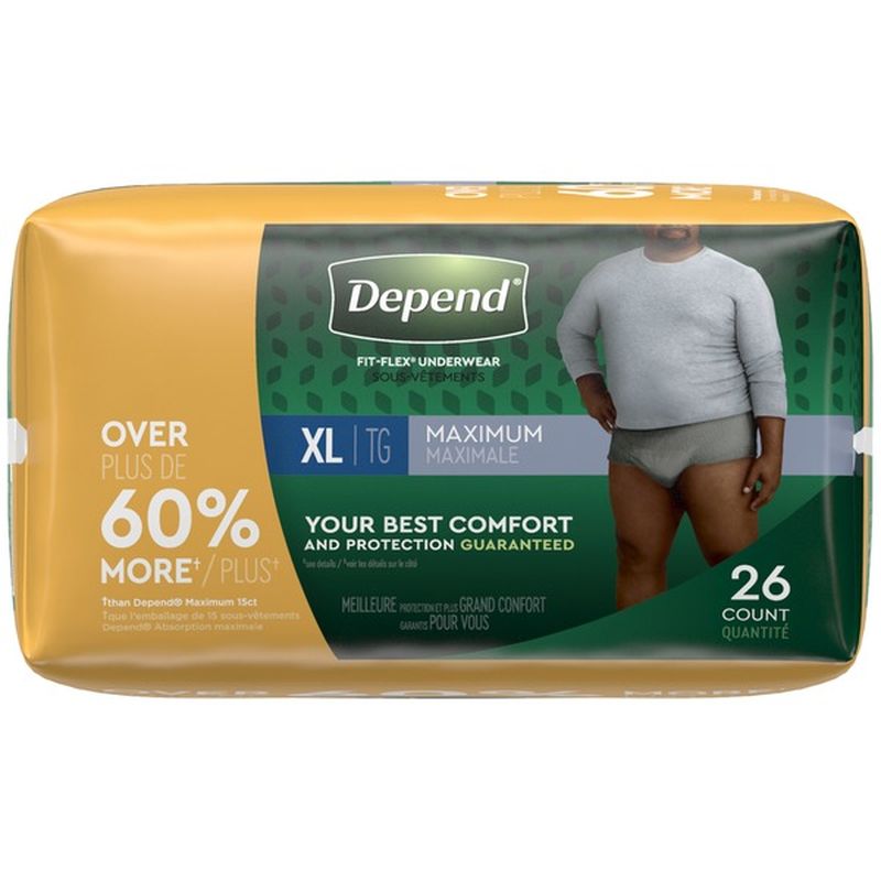 Depend FIT-FLEX Incontinence Underwear for Men, Maximum Absorbency, XL ...