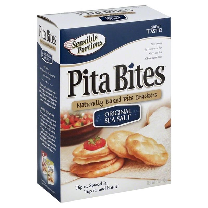 Sensible Portions Pita Bites Baked Pita Crackers Original Sea Salt (5