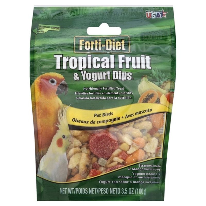 Kaytee Forti Diet Tropical Fruit & Yogurt Dips Pet Birds Strawberry Banana & Mango Flavored Yogurt