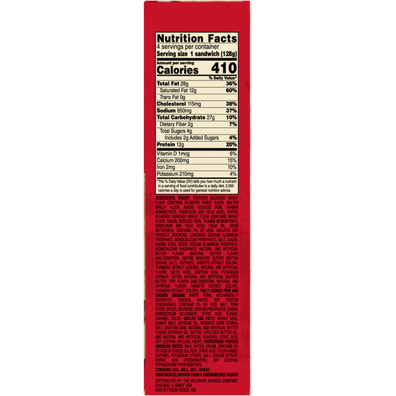 Jimmy Dean Frozen Sausage, Egg & Cheese Biscuit Breakfast Sandwiches (4