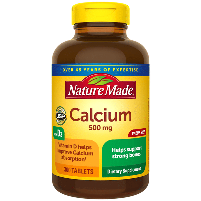 Nature Made Calcium (Carbonate) 500 mg w/D Tablets Value Size (300 ct