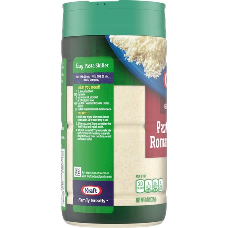 Kraft 100 Grated Parmesan & Romano Cheese (8 oz) from ShopRite Instacart