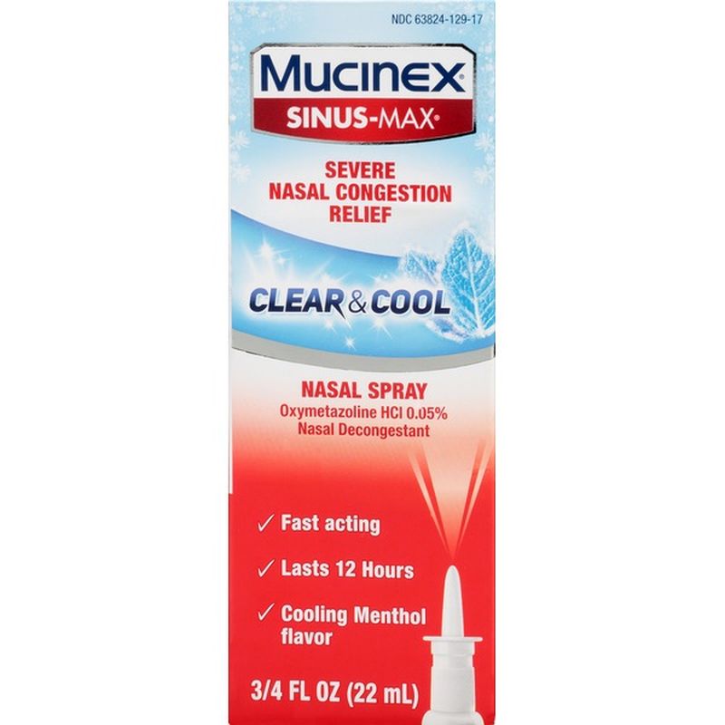 Mucinex® SinusMax Severe Nasal Congestion Relief Clear & Cool Nasal Spray, Lasts 12 Hours, Fast