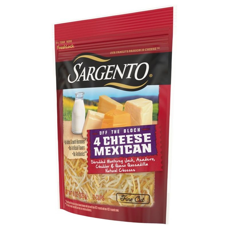 Sargento Off The Block 4 Cheese Mexican Fine Cut Shredded Cheese (8 Oz ...