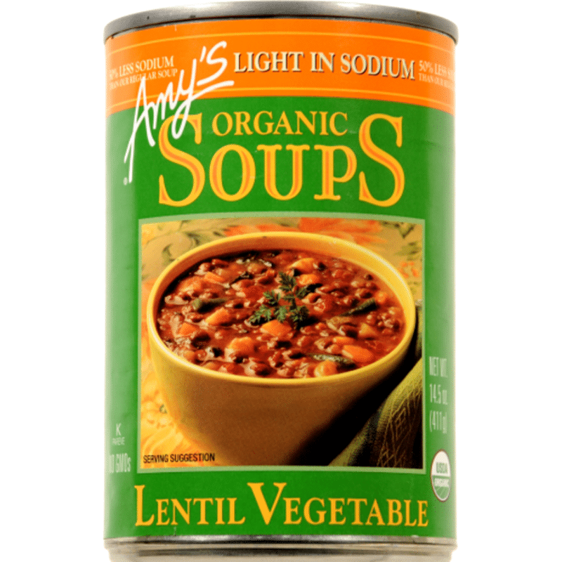 Amy's Organic Soups Lentil Vegetable Soup, Organic, Light in Sodium (14 ...