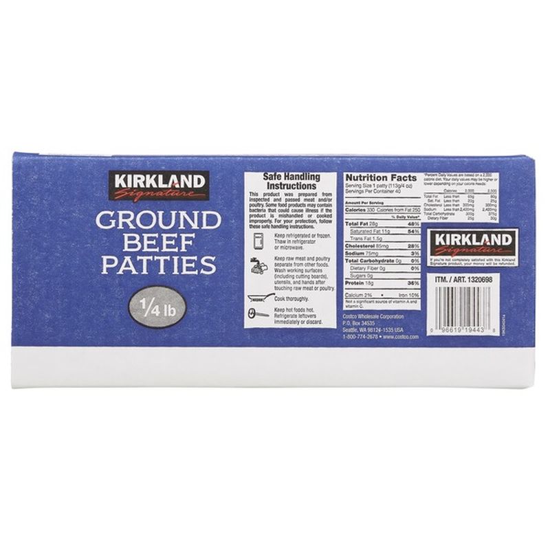 Kirkland Signature Ground Beef Patties (0.25 lb) Instacart