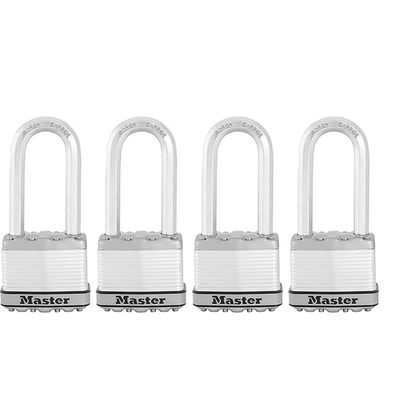 Master Lock Steel Keyed Padlock Stainless Steel 2.058" (4 ct