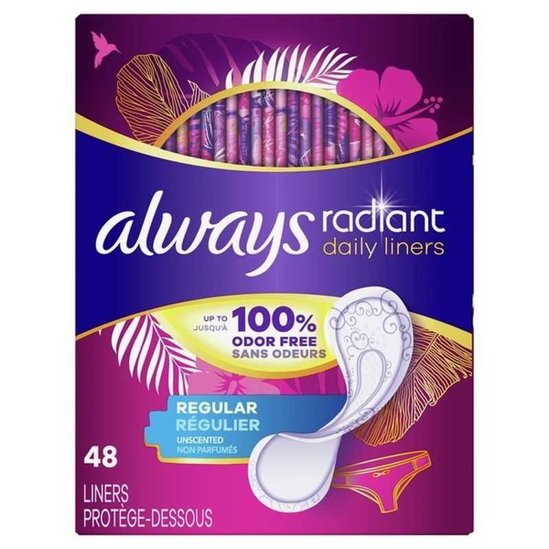 Always Daily Liners Regular Absorbency Unscented (48 ct) Instacart