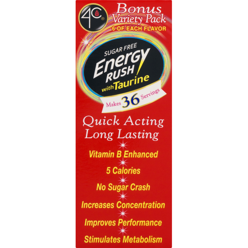 4c energy rush with taurine variety pack drink mix