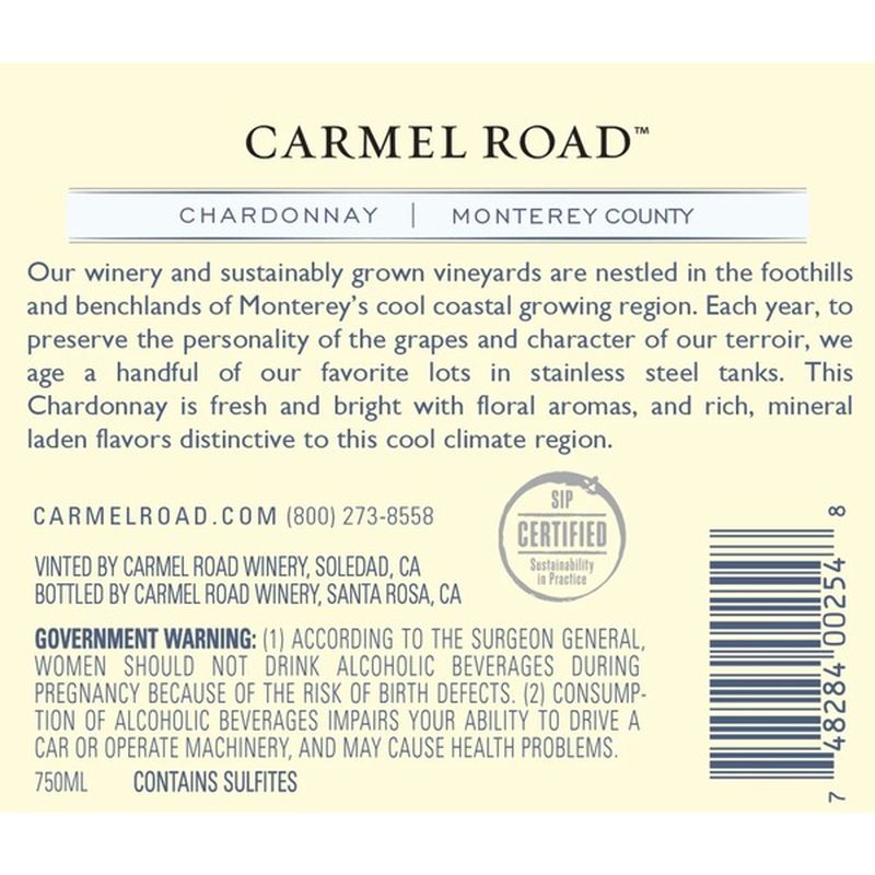 Carmel Road Monterey Chardonnay 750 Ml From Lucky Supermarkets Instacart