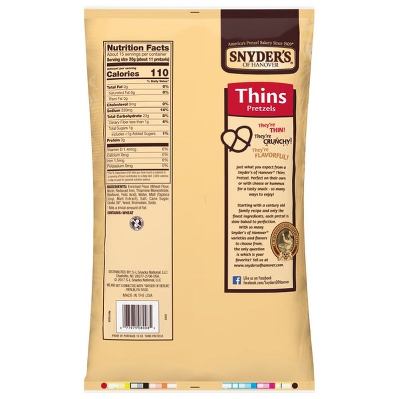 Snyder's of Hanover® Thins Pretzels (16 oz) from Publix Instacart