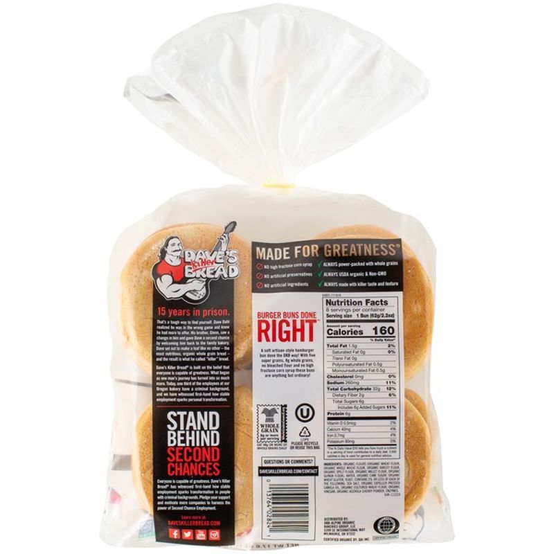 Dave's Killer Bread Organic Burger Buns (8 ct) from Vicente Foods