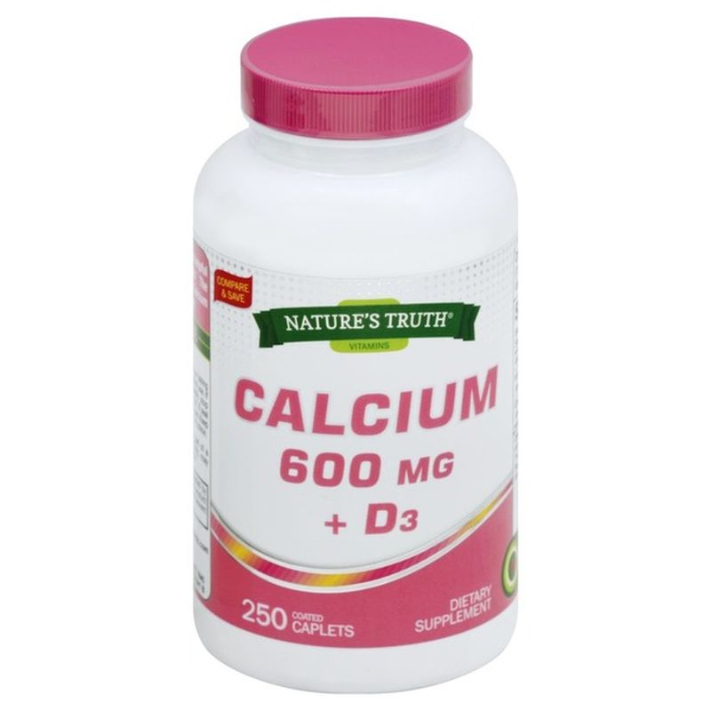 Natures Truth Calcium, + D3, 600 mg, Coated Caplets (250 each) - Instacart