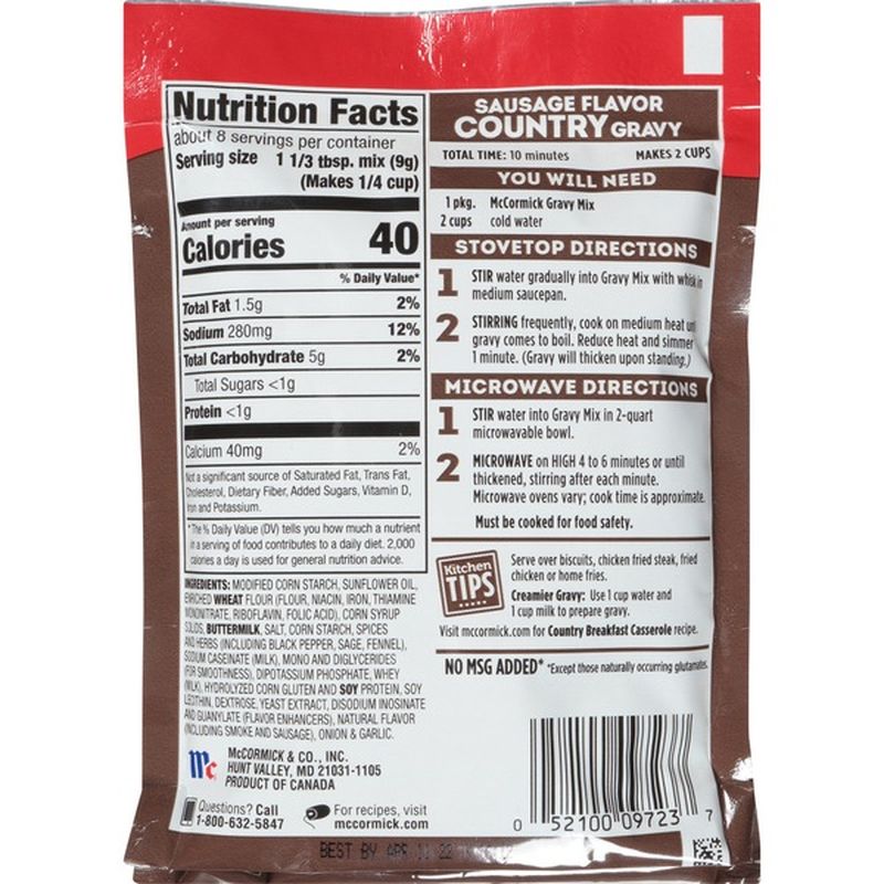 McCormick® Sausage Flavor Country Gravy Mix (2.64 oz) from Food Lion