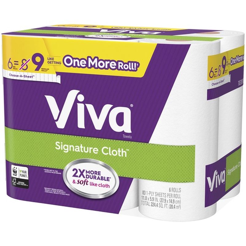Viva Towels, ChooseASheet, Big Rolls, 1Ply (6 each) from Pete's