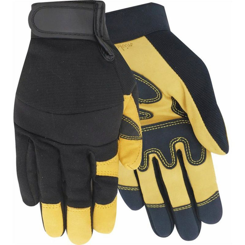 Red Steer Glove Company Men's Medium Black & Yellow Hybrid Driver Goatskin PVC Palm Glove