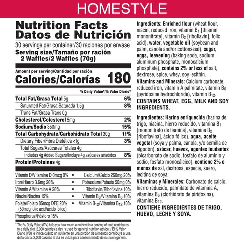 Kellogg's Eggo Frozen Waffles Homestyle (74.1 oz) Instacart