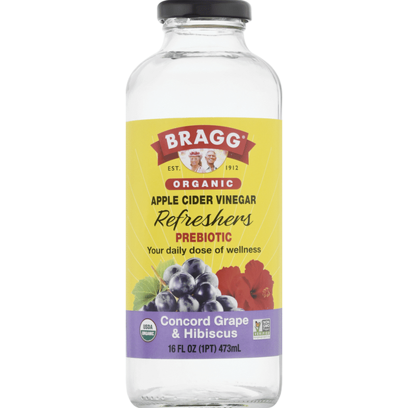 Bragg Apple Cider Vinegar Organic Concord Grape And Hibiscus 16 Oz