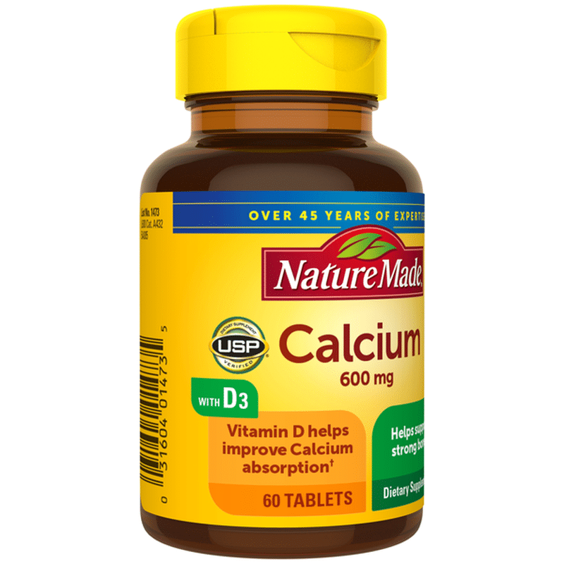 Nature Made Calcium (Carbonate) 600 mg with Vitamin D3 Tablets (60 ct