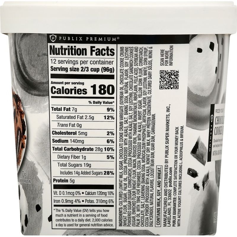 Publix Premium Frozen Yogurt, Chocolate Cookie Quarry (0.5 gal) from
