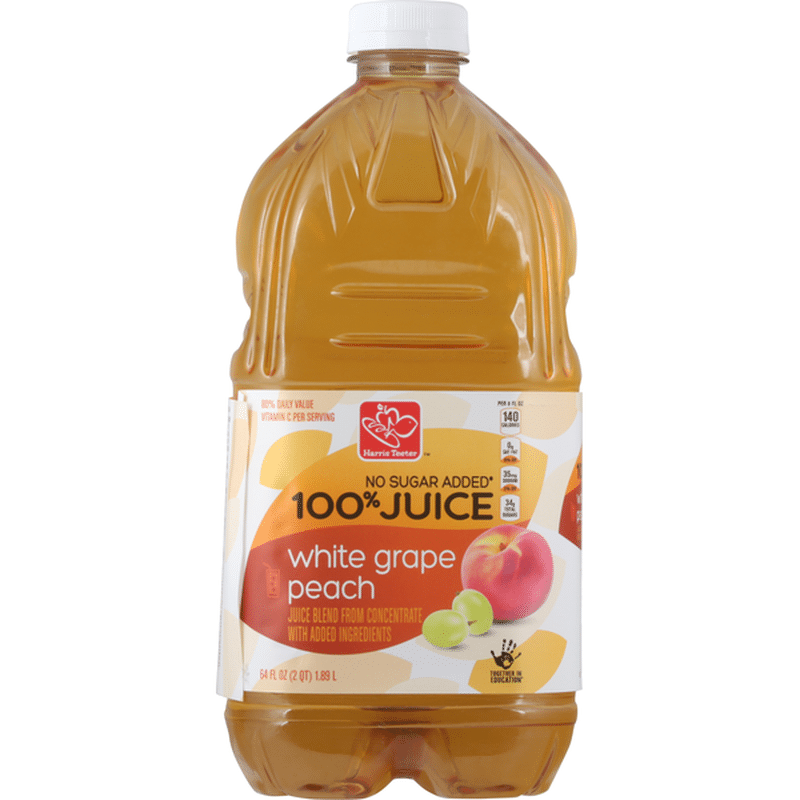Harris Teeter 100 Juice, No Sugar Added, White Grape Peach (64 fl oz