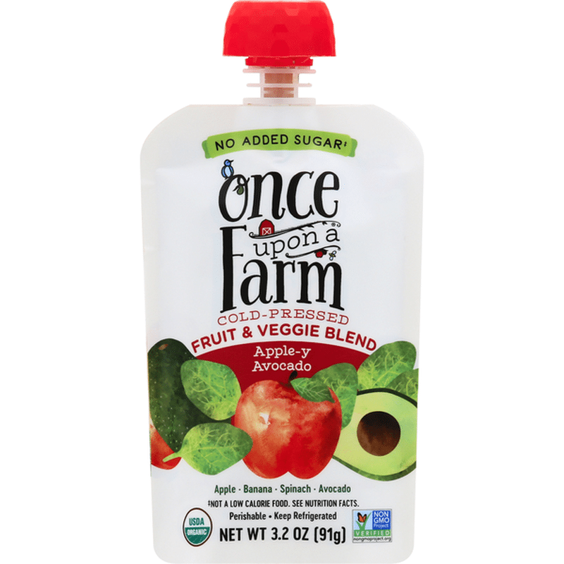 Once Upon a Farm Fruit & Veggie Blend, Apple-y Avocado, Cold-Pressed (3 ...