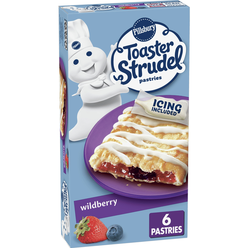 Pillsbury Toaster Strudel, Wildberry, Frozen Pastries, 6 Count (11.7 oz