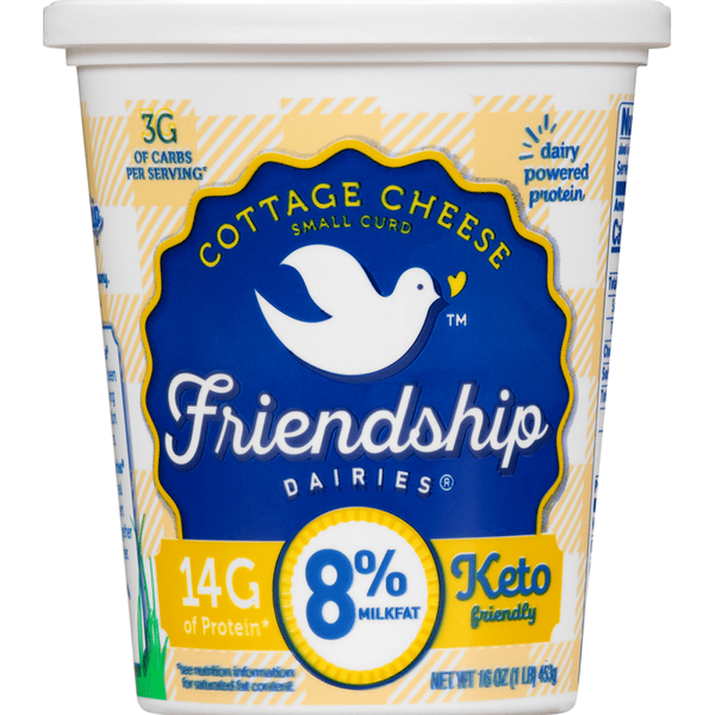 Friendship Dairies Cottage Cheese Small Curd 8 Milkfat 16 Oz 