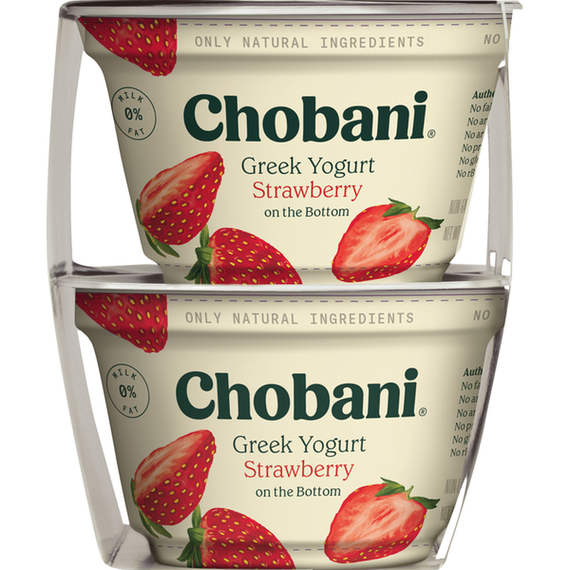 Chobani Yogurt, Greek, Non-Fat, Strawberry, 4 Pack (5.3 oz) - Instacart