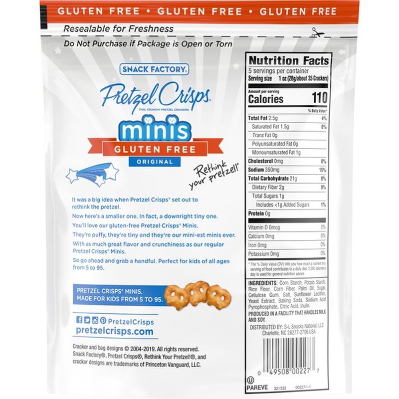 Pretzel Crisps® Gluten Free Minis Original Flavor Pretzel Crisps (5 oz