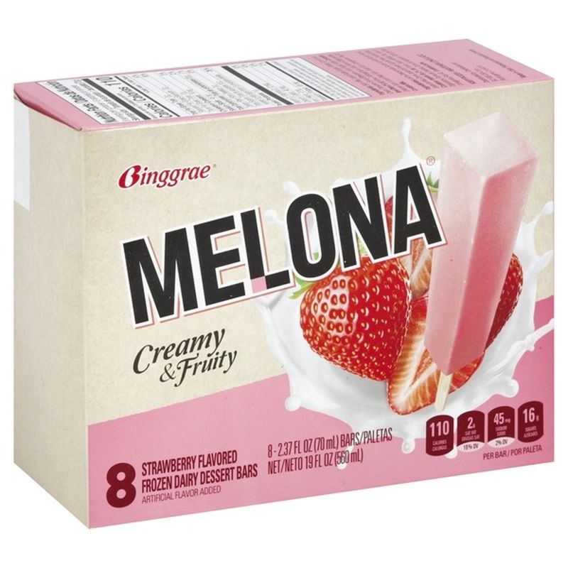 Melona Dessert Bars, Frozen Dairy, Strawberry (8 each) Instacart