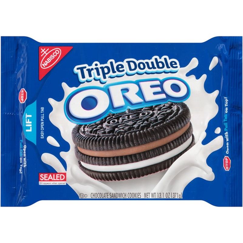 Nabisco Oreo Triple Double Chocolate Sandwich Cookies 13 1 Oz Instacart